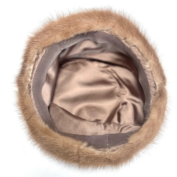 Vintage Velvet Cloche Hat Bucket Hat Brown Velvet Felt & Mink Fur Brim - Picture 6 of 6